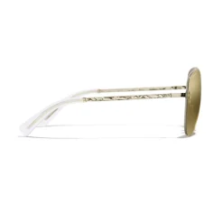 Chanel - Pilot Sunglasses - Gold Glitter - Chanel Eyewear - Avvenice