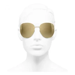 Chanel - Pilot Sunglasses - Gold Glitter - Chanel Eyewear - Avvenice