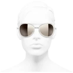 Chanel - Pilot Sunglasses - Silver White Gold - Chanel Eyewear - Avvenice