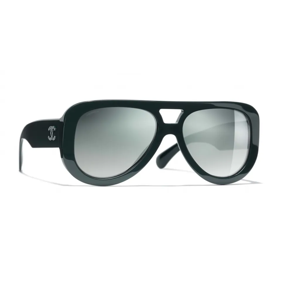 Chanel - Pilot Sunglasses - Dark Green Mirror - Chanel Eyewear - Avvenice