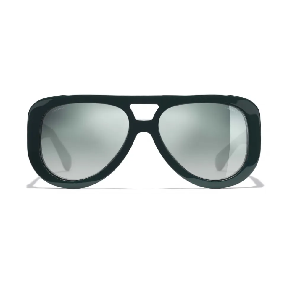 Chanel - Pilot Sunglasses - Dark Green Mirror - Chanel Eyewear - Avvenice