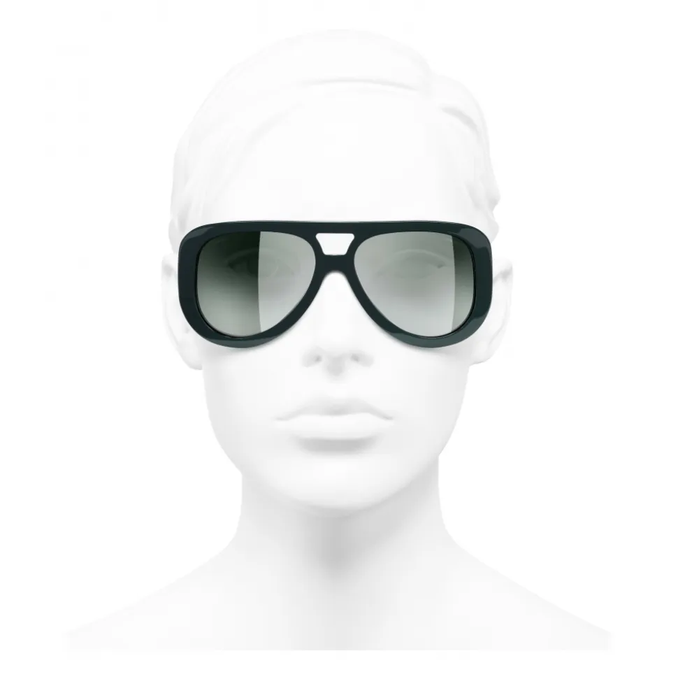 Chanel - Pilot Sunglasses - Dark Green Mirror - Chanel Eyewear - Avvenice