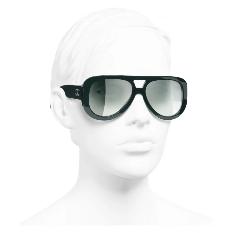 Chanel - Pilot Sunglasses - Dark Green Mirror - Chanel Eyewear - Avvenice