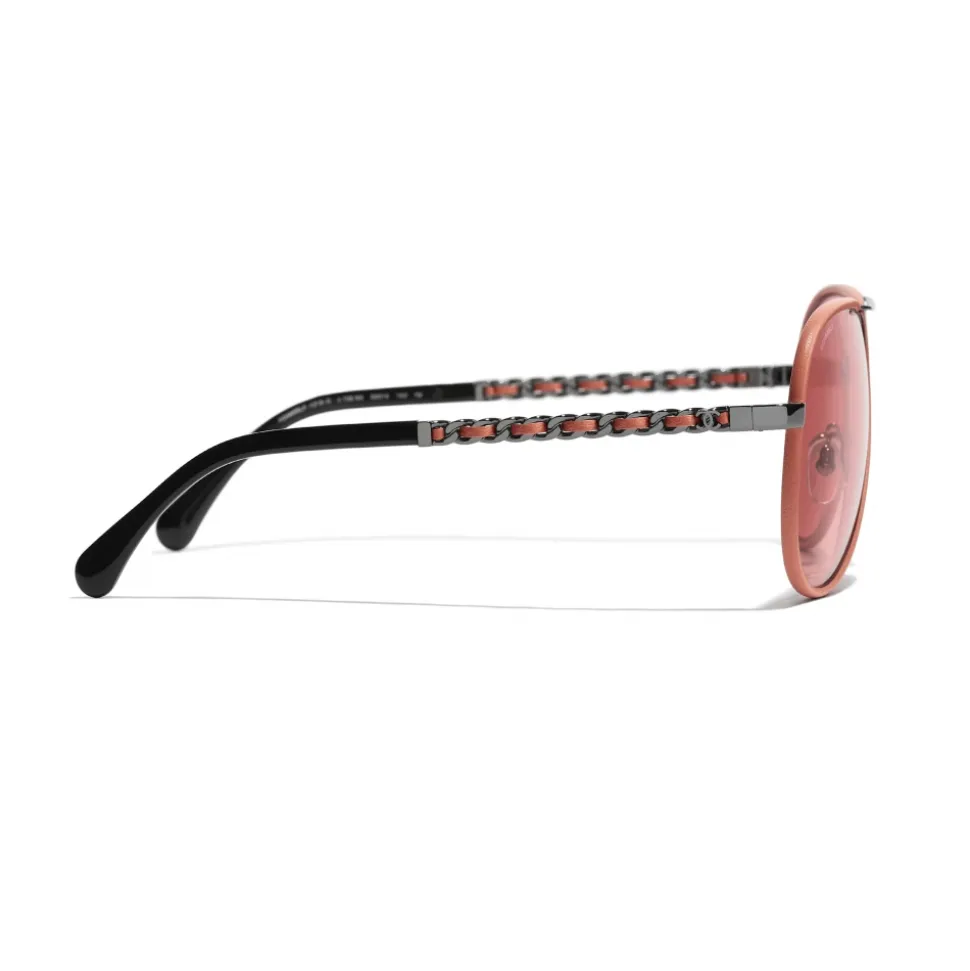 Chanel - Pilot Sunglasses - Dark Silver Orange - Chanel Eyewear - Avvenice