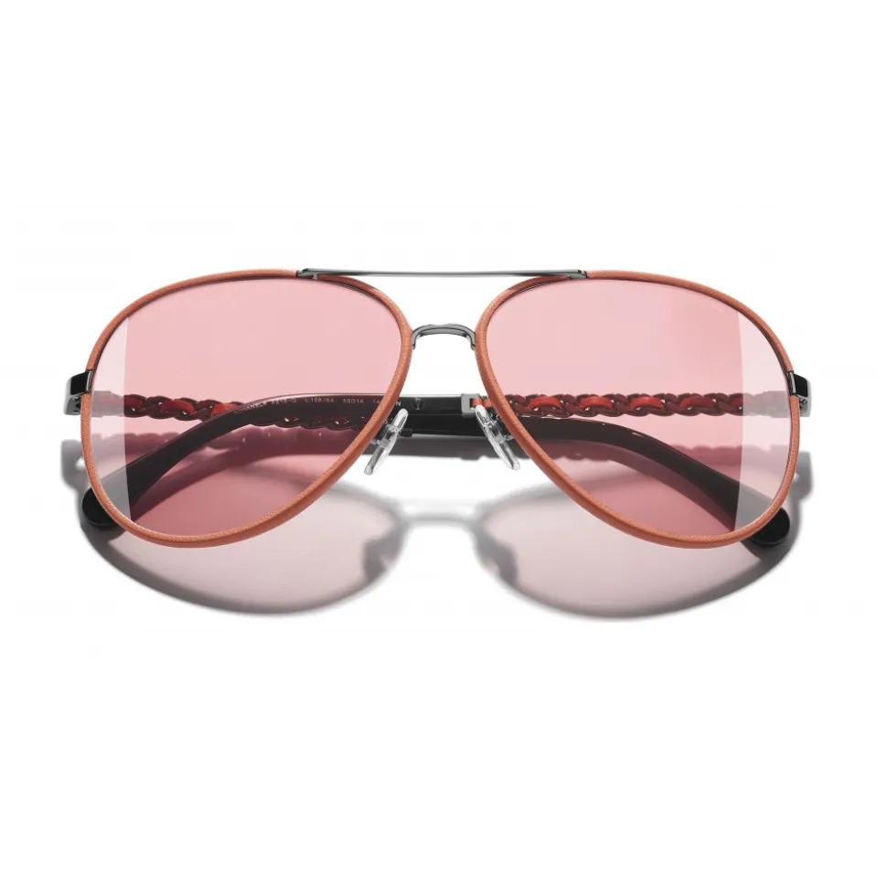 Chanel - Pilot Sunglasses - Dark Silver Orange - Chanel Eyewear - Avvenice