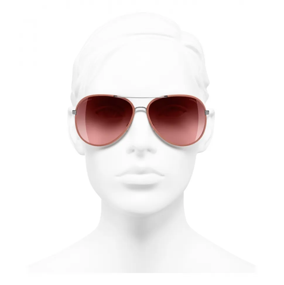Chanel - Pilot Sunglasses - Dark Silver Orange - Chanel Eyewear - Avvenice