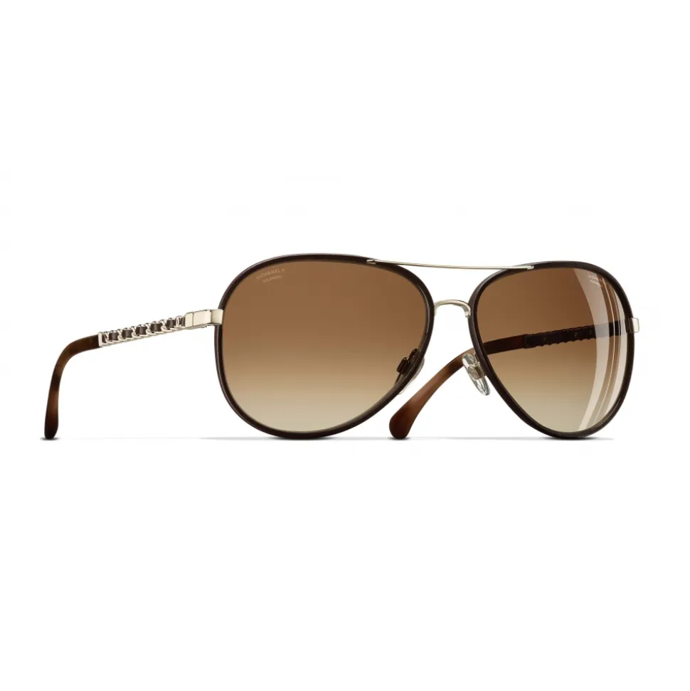 Chanel - Pilot Sunglasses - Gold Brown - Chanel Eyewear - Avvenice