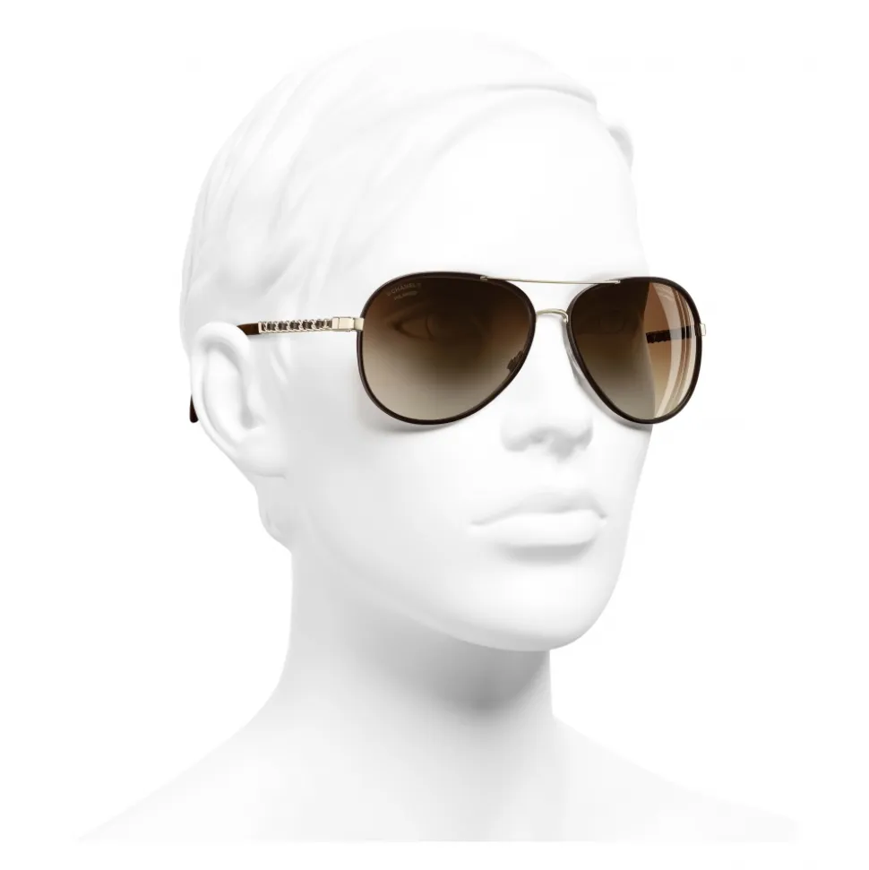 Chanel - Pilot Sunglasses - Gold Brown - Chanel Eyewear - Avvenice