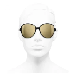 Chanel - Pilot Sunglasses - Black Gold Glitter - Chanel Eyewear - Avvenice