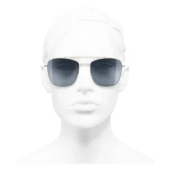 Chanel - Pilot Sunglasses - Gold Light Blue - Chanel Eyewear - Avvenice