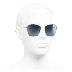 Chanel - Pilot Sunglasses - Gold Light Blue - Chanel Eyewear - Avvenice
