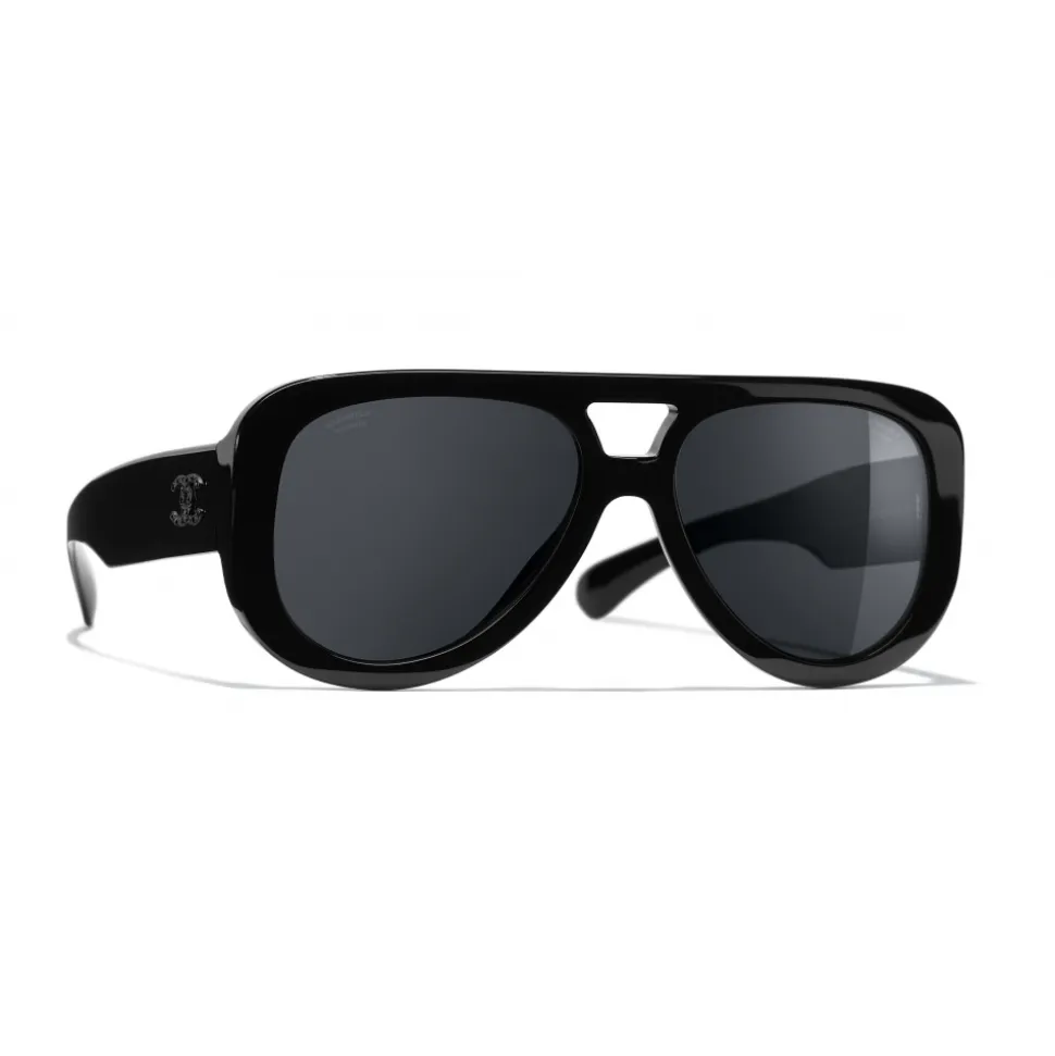 Chanel - Pilot Sunglasses - Black Gray - Chanel Eyewear - Avvenice