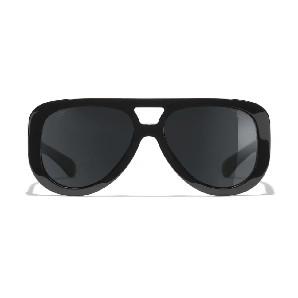 Chanel - Pilot Sunglasses - Black Gray - Chanel Eyewear - Avvenice