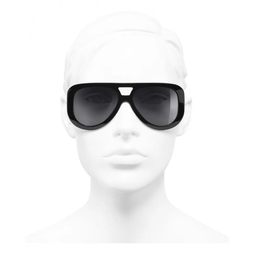 Chanel - Pilot Sunglasses - Black Gray - Chanel Eyewear - Avvenice