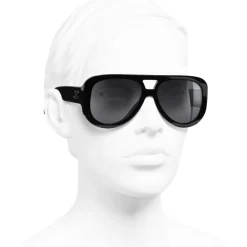 Chanel - Pilot Sunglasses - Black Gray - Chanel Eyewear - Avvenice