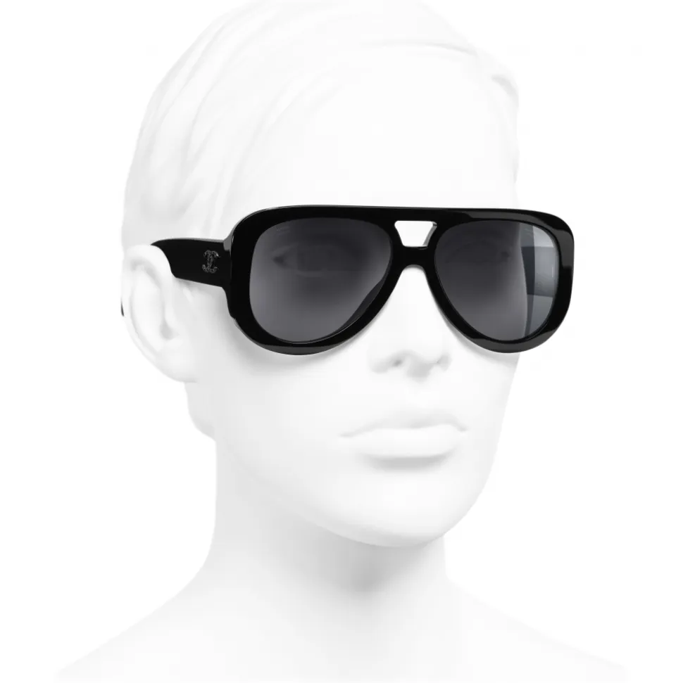 Chanel - Pilot Sunglasses - Black Gray - Chanel Eyewear - Avvenice