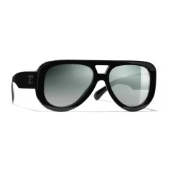 Chanel - Pilot Sunglasses - Black Green Mirror - Chanel Eyewear - Avvenice