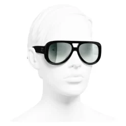 Chanel - Pilot Sunglasses - Black Green Mirror - Chanel Eyewear - Avvenice