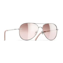 Chanel - Pilot Sunglasses - Silver Light Pink Mirror - Chanel Eyewear - Avvenice