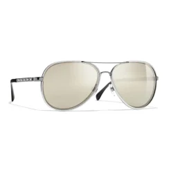 Chanel - Pilot Sunglasses - Silver White Gold - Chanel Eyewear - Avvenice