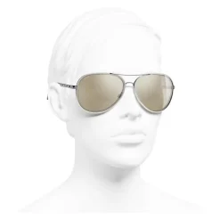 Chanel - Pilot Sunglasses - Silver White Gold - Chanel Eyewear - Avvenice