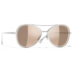 Chanel - Pilot Sunglasses - Silver Pink Gold - Chanel Eyewear - Avvenice