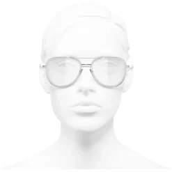 Chanel - Pilot Sunglasses - Silver Transparent - Chanel Eyewear - Avvenice