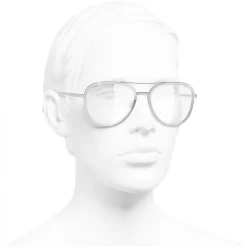 Chanel - Pilot Sunglasses - Silver Transparent - Chanel Eyewear - Avvenice