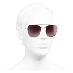 Chanel - Pilot Sunglasses - Gold Burgundy - Chanel Eyewear - Avvenice