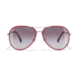 Chanel - Pilot Sunglasses - Dark Silver Red - Chanel Eyewear - Avvenice