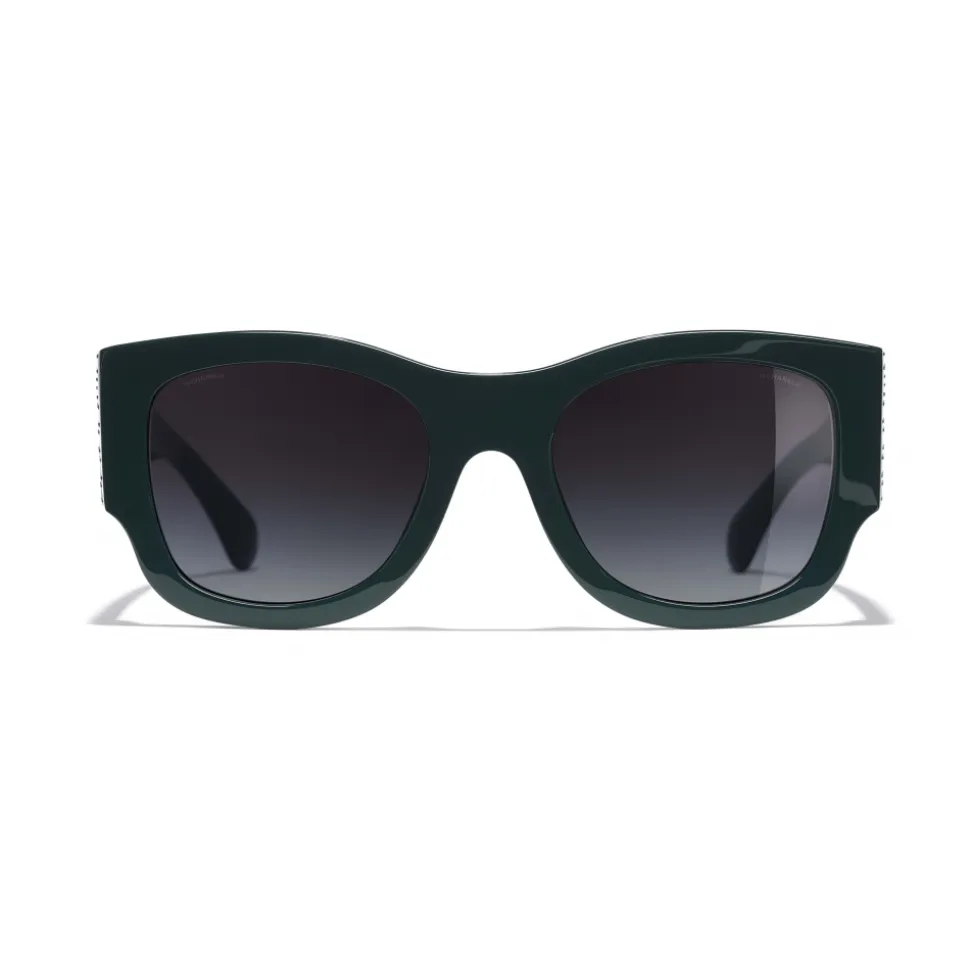 Chanel - Rectangle Sunglasses - Dark Green Gray Gradient - Chanel Eyewear - Avvenice