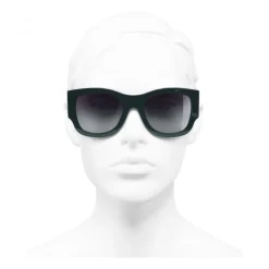 Chanel - Rectangle Sunglasses - Dark Green Gray Gradient - Chanel Eyewear - Avvenice