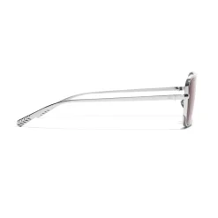 Chanel - Rectangle Sunglasses - Silver Burgundy - Chanel Eyewear - Avvenice