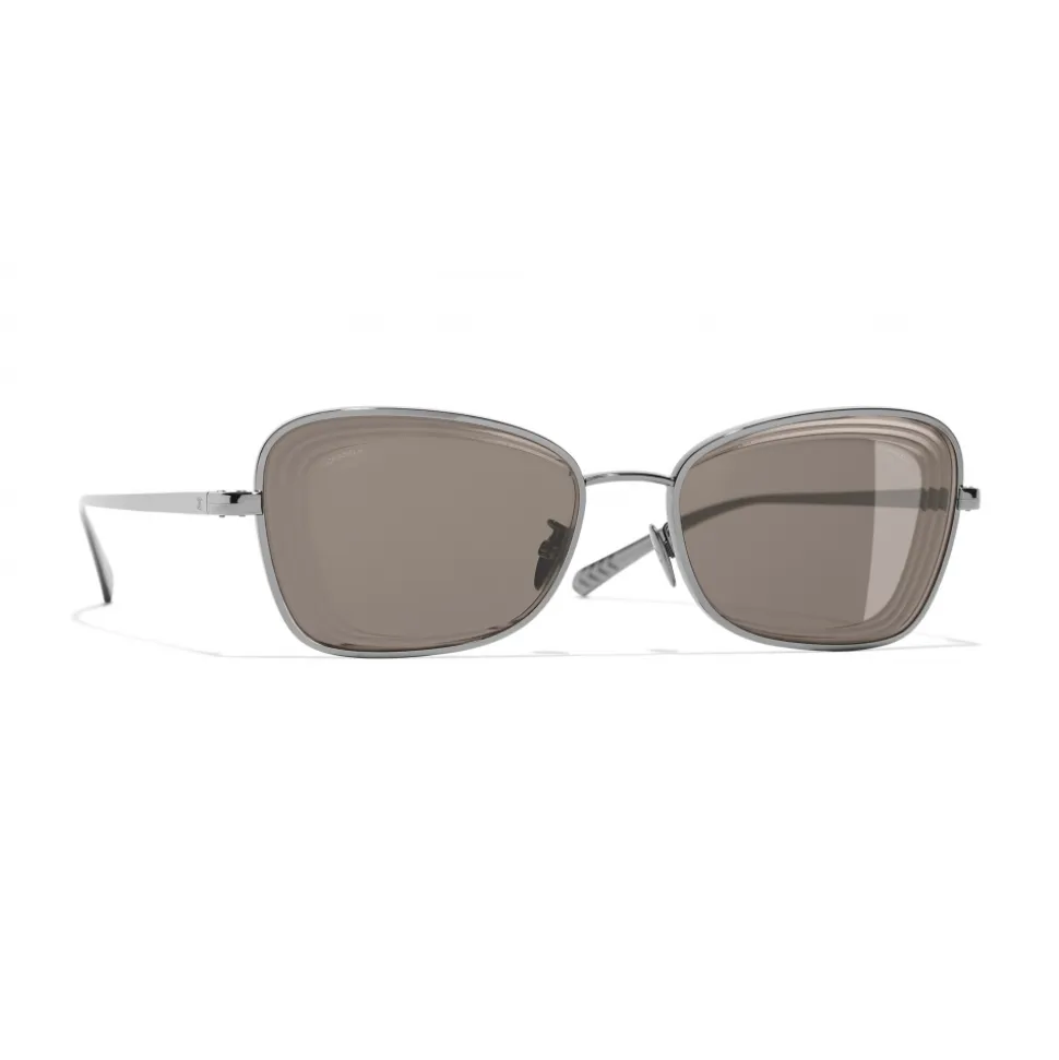 Chanel - Rectangle Sunglasses - Dark Silver Brown - Chanel Eyewear - Avvenice