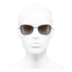 Chanel - Rectangle Sunglasses - Dark Silver Brown - Chanel Eyewear - Avvenice