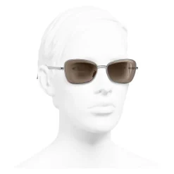 Chanel - Rectangle Sunglasses - Dark Silver Brown - Chanel Eyewear - Avvenice