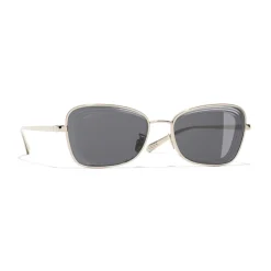 Chanel - Rectangle Sunglasses - Gold Gray - Chanel Eyewear - Avvenice