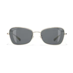 Chanel - Rectangle Sunglasses - Gold Gray - Chanel Eyewear - Avvenice