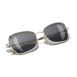 Chanel - Rectangle Sunglasses - Gold Gray - Chanel Eyewear - Avvenice