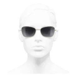 Chanel - Rectangle Sunglasses - Gold Gray - Chanel Eyewear - Avvenice