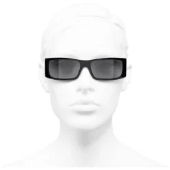 Chanel - Rectangle Sunglasses - Black Gray - Chanel Eyewear - Avvenice
