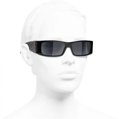 Chanel - Rectangle Sunglasses - Black Gray - Chanel Eyewear - Avvenice
