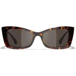 Chanel - Rectangle Sunglasses - Dark Tortoise White Gold - Chanel Eyewear - Avvenice