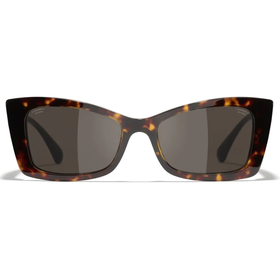 Chanel - Rectangle Sunglasses - Dark Tortoise White Gold - Chanel Eyewear - Avvenice