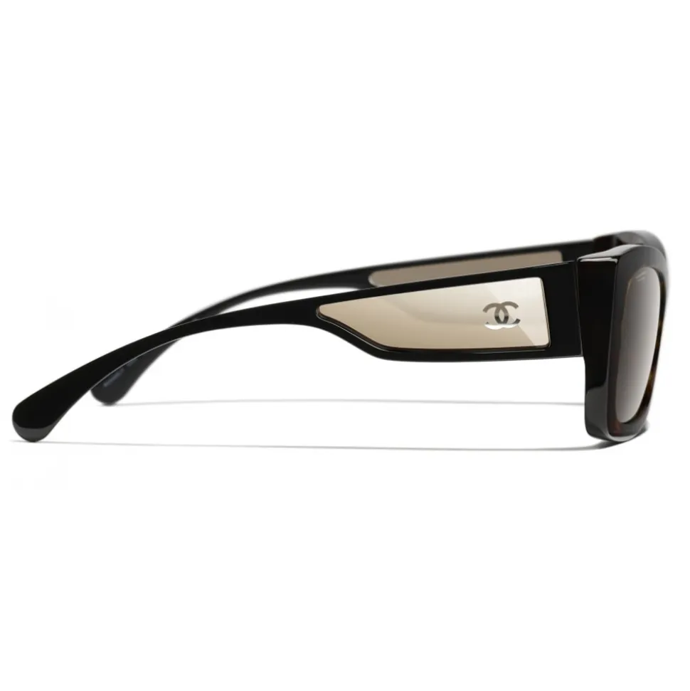 Chanel - Rectangle Sunglasses - Dark Tortoise White Gold - Chanel Eyewear - Avvenice