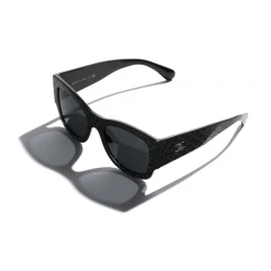Chanel - Rectangle Sunglasses - Black Gray - Chanel Eyewear - Avvenice