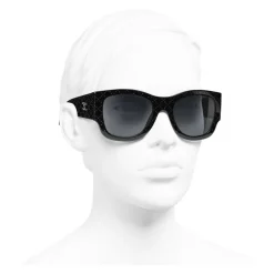Chanel - Rectangle Sunglasses - Black Gray - Chanel Eyewear - Avvenice