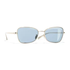 Chanel - Rectangle Sunglasses - Gold Light Blue - Chanel Eyewear - Avvenice