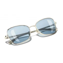 Chanel - Rectangle Sunglasses - Gold Light Blue - Chanel Eyewear - Avvenice