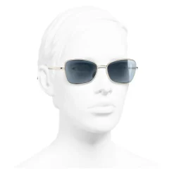 Chanel - Rectangle Sunglasses - Gold Light Blue - Chanel Eyewear - Avvenice